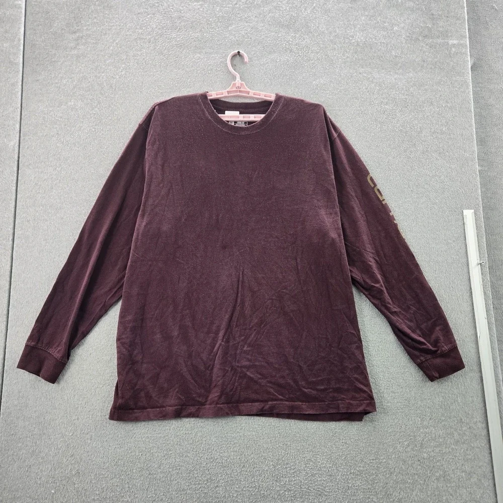 Carhartt‎ Men Shirt 2XL Burgundy K231 Long Sleeve Pocket Shirt Logo Loose